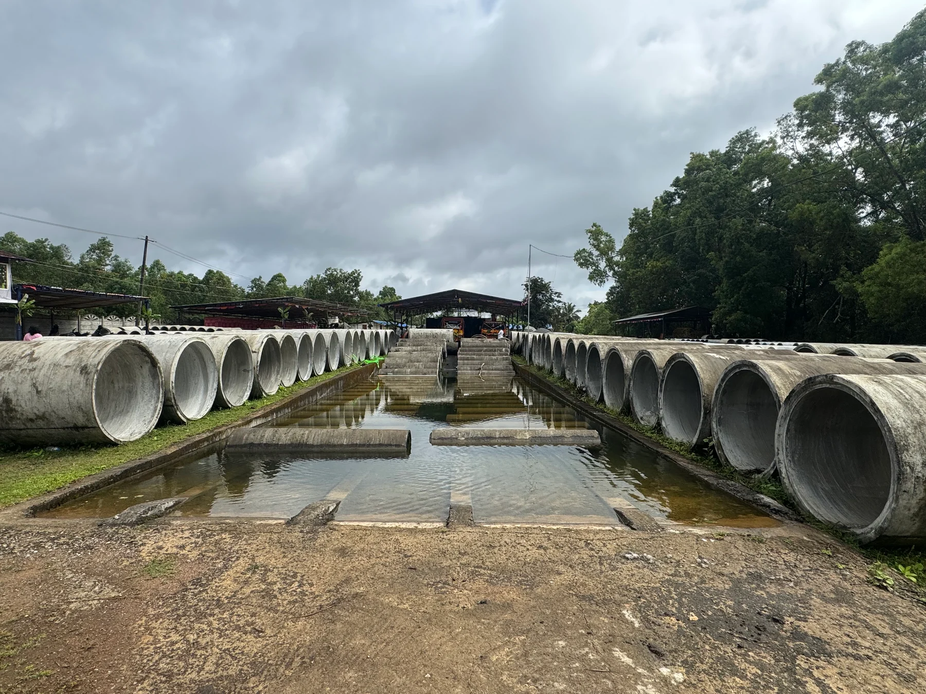 RCC pipe stock at the Sharavathi factory in Hosanagar